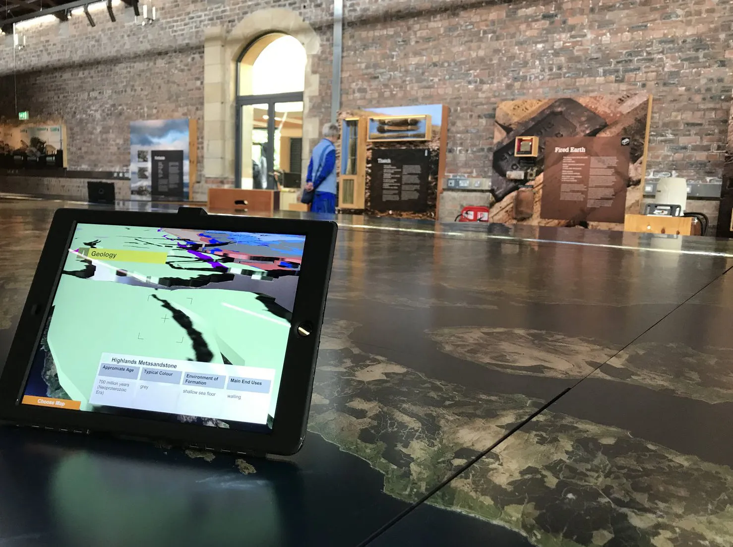 Engine Shed main room with table and iPad