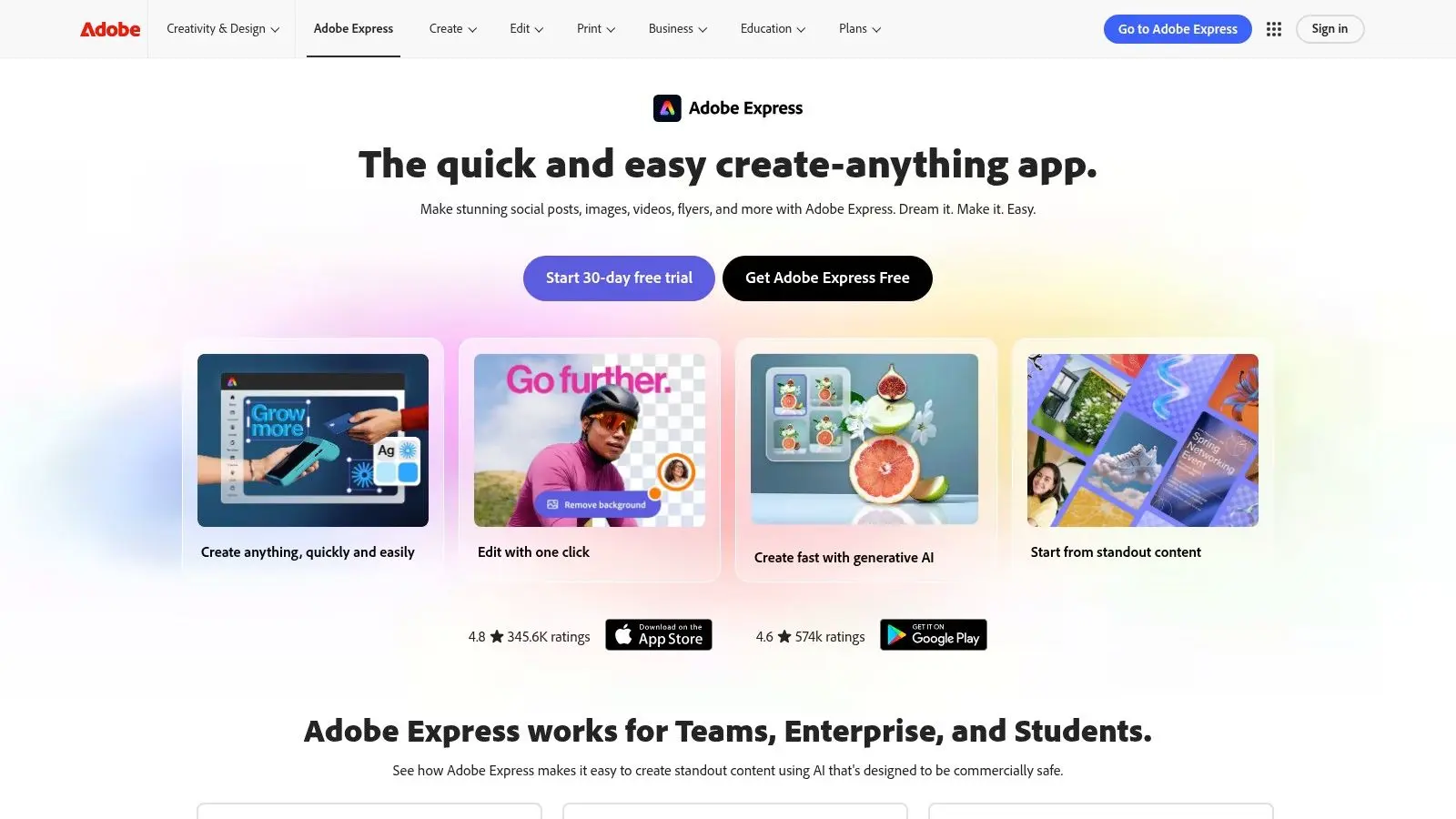 Adobe Express (Text-to-Video via Firefly)