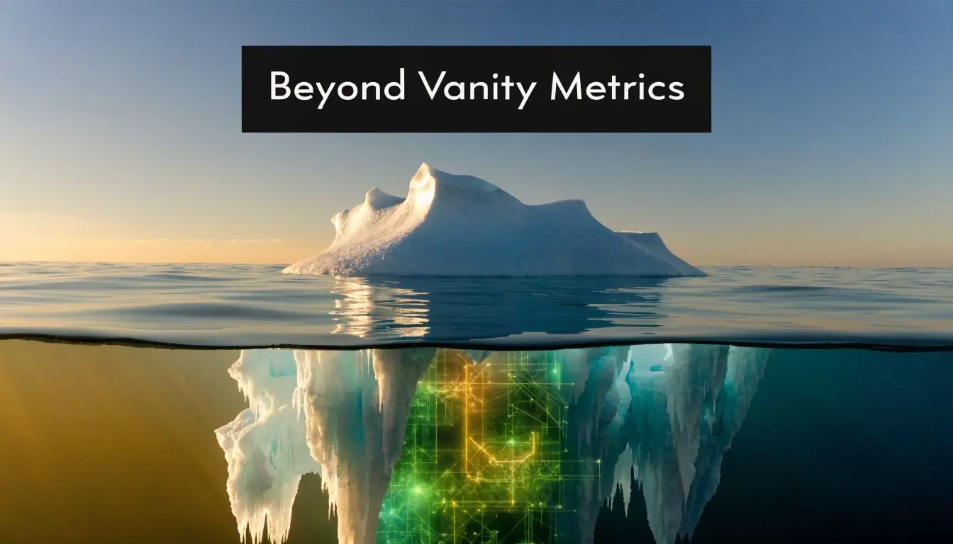 An iceberg floating in the ocean, representing data depth beyond superficial marketing metrics.