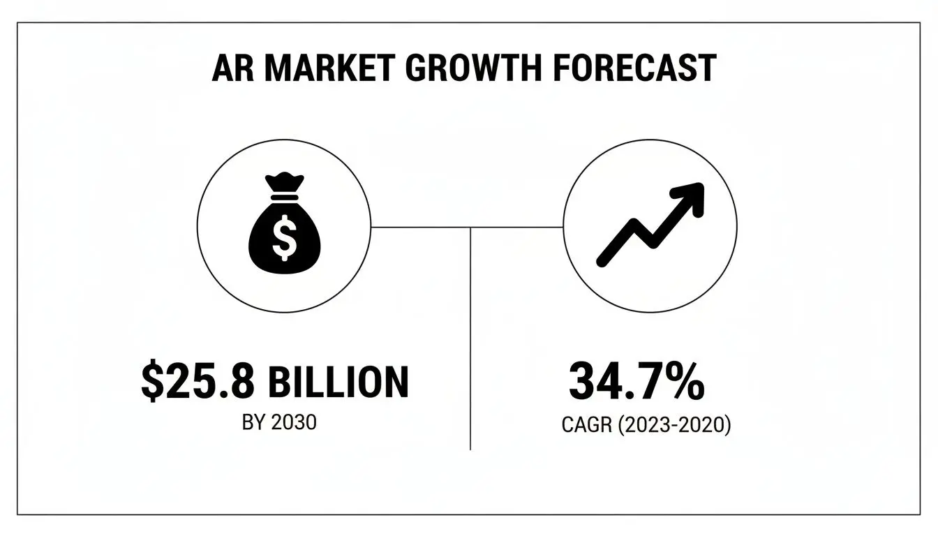 An infographic on AR market growth forecast showing projected market size and CAGR.