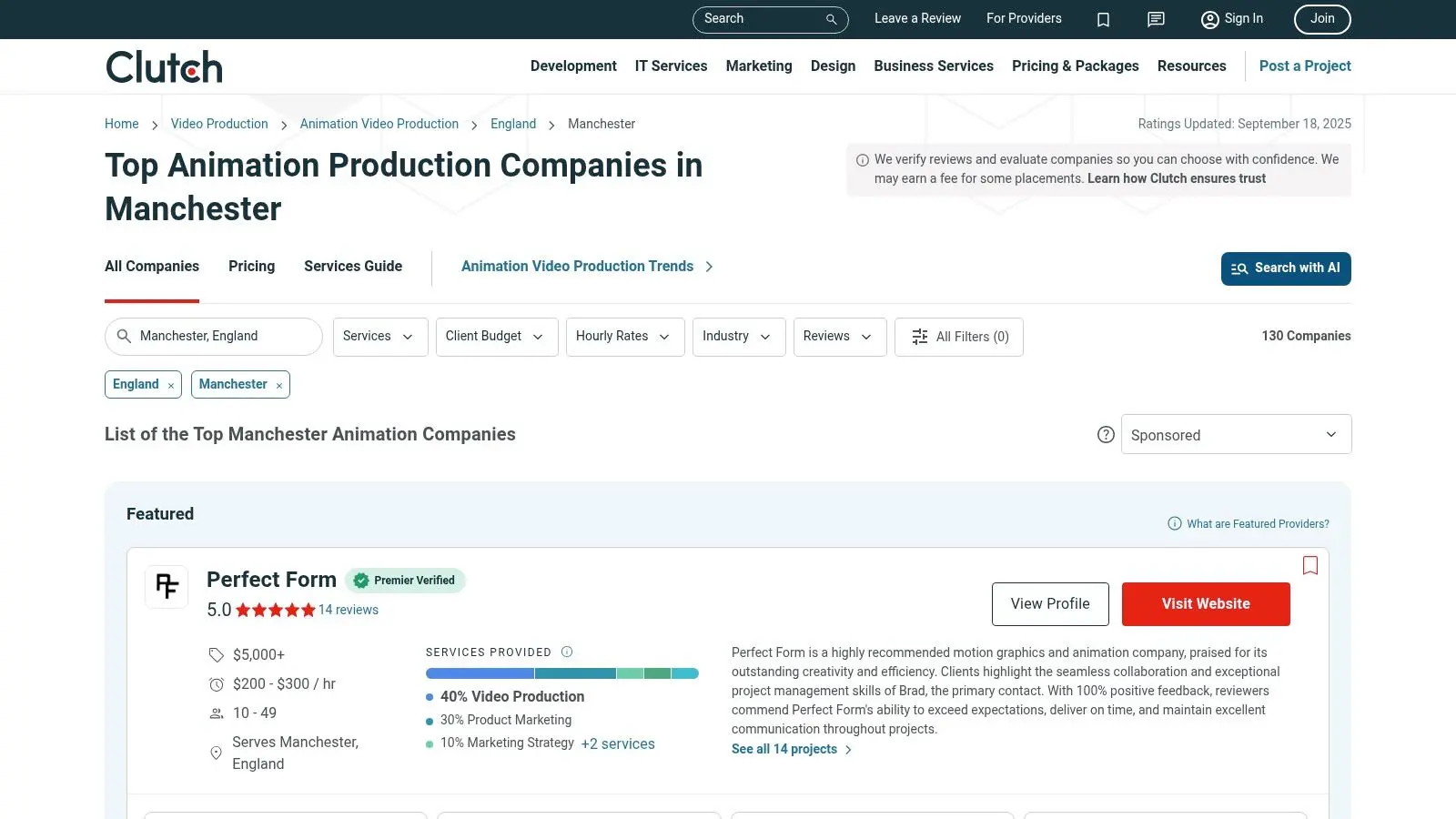 Clutch ,  Top Animation Companies in Manchester