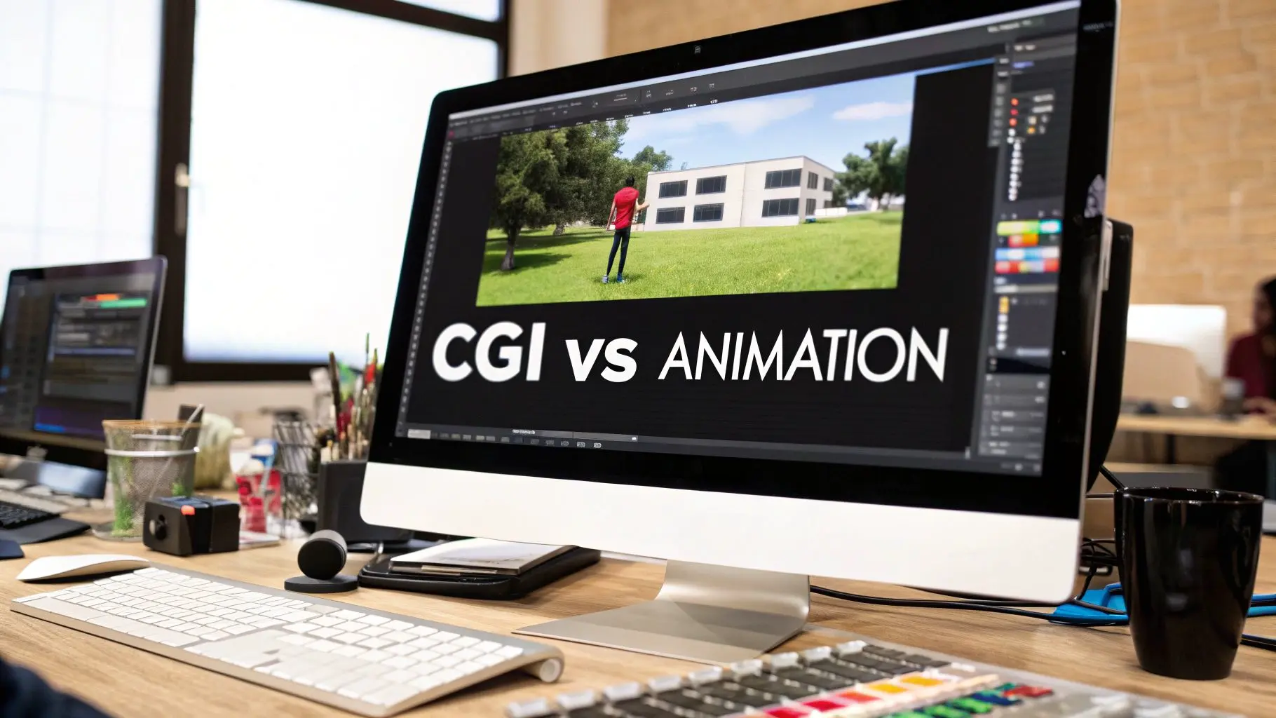 A futuristic digital rendering illustrating the concepts of CGI and animation.
