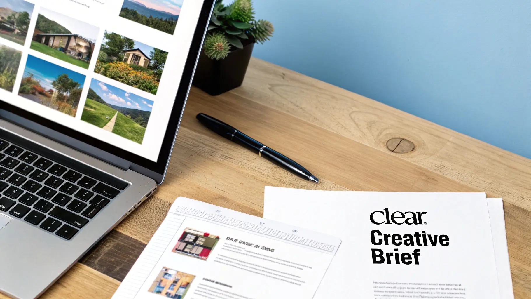 A person writing in a notebook, planning out an animation project brief.