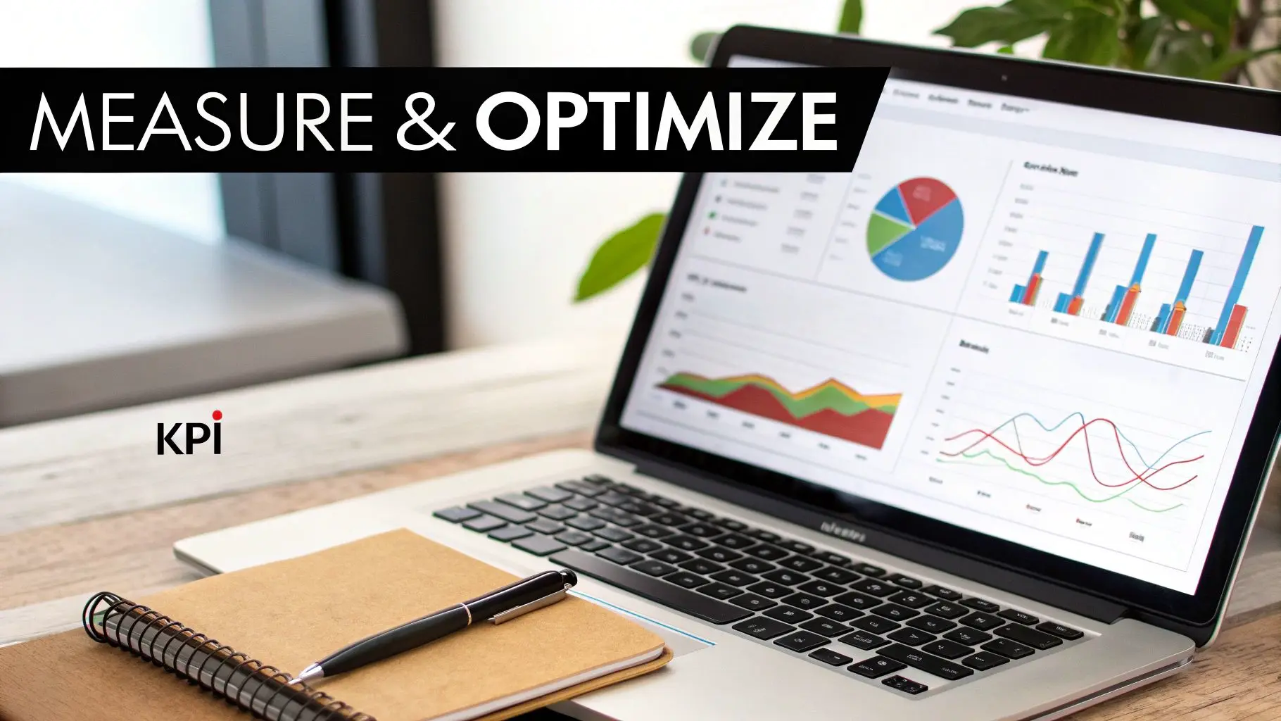 A dashboard showing various charts and graphs, representing the analytics and measurement of an ad campaign.