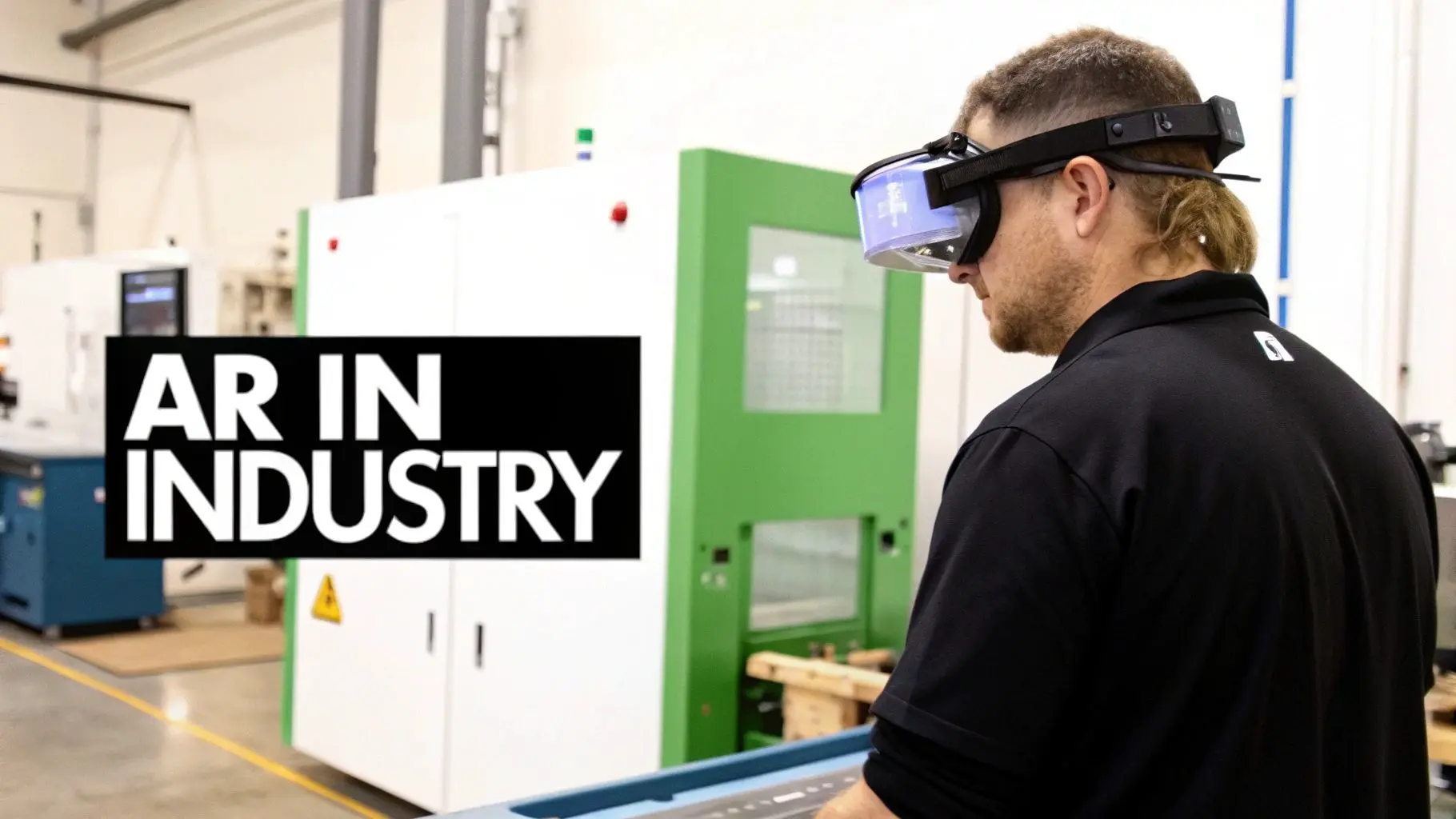 A person using an augmented reality application on a tablet to view a digital overlay on a piece of machinery.