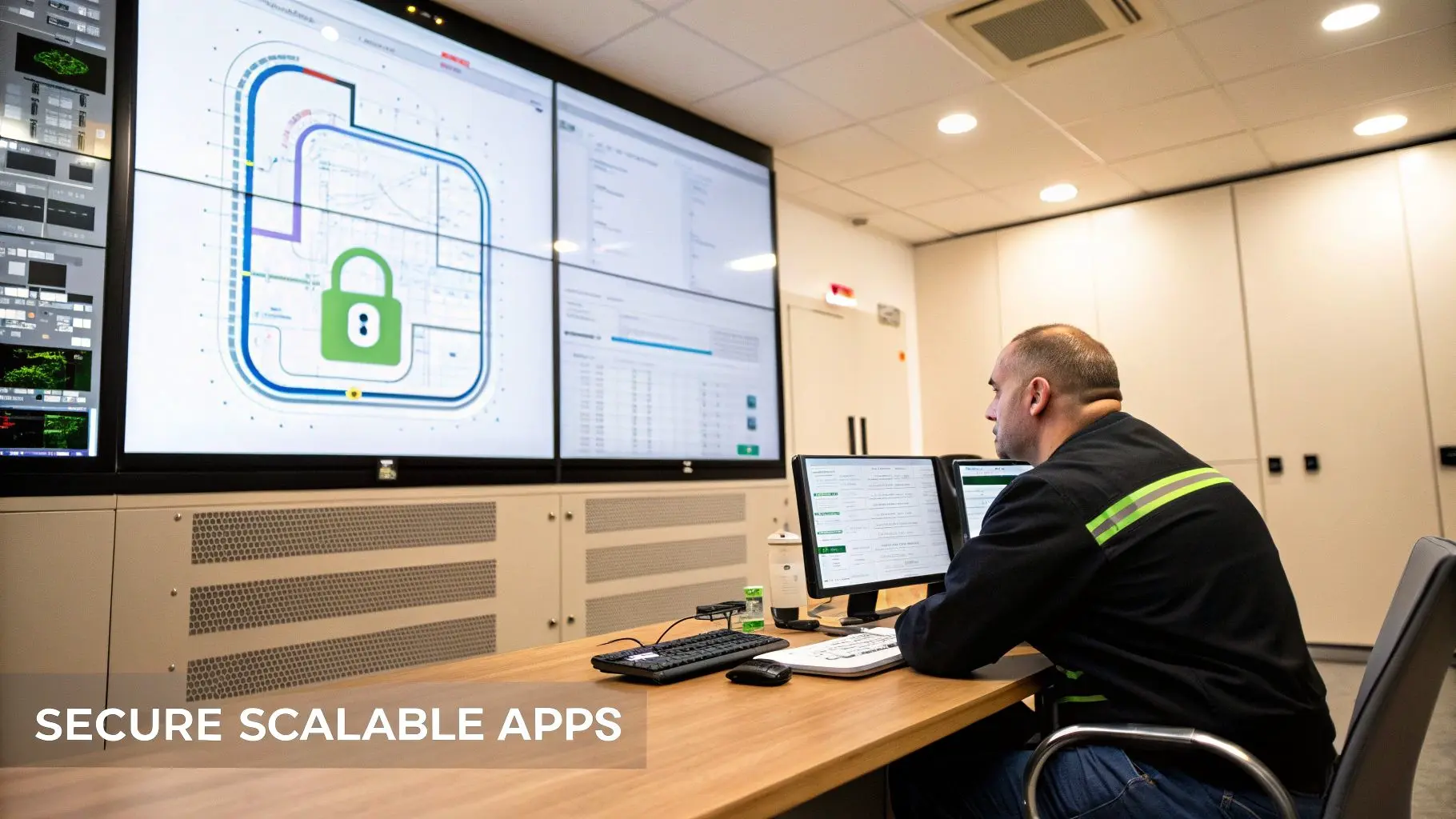 A digital padlock icon overlaid on a cloud, representing cloud security.