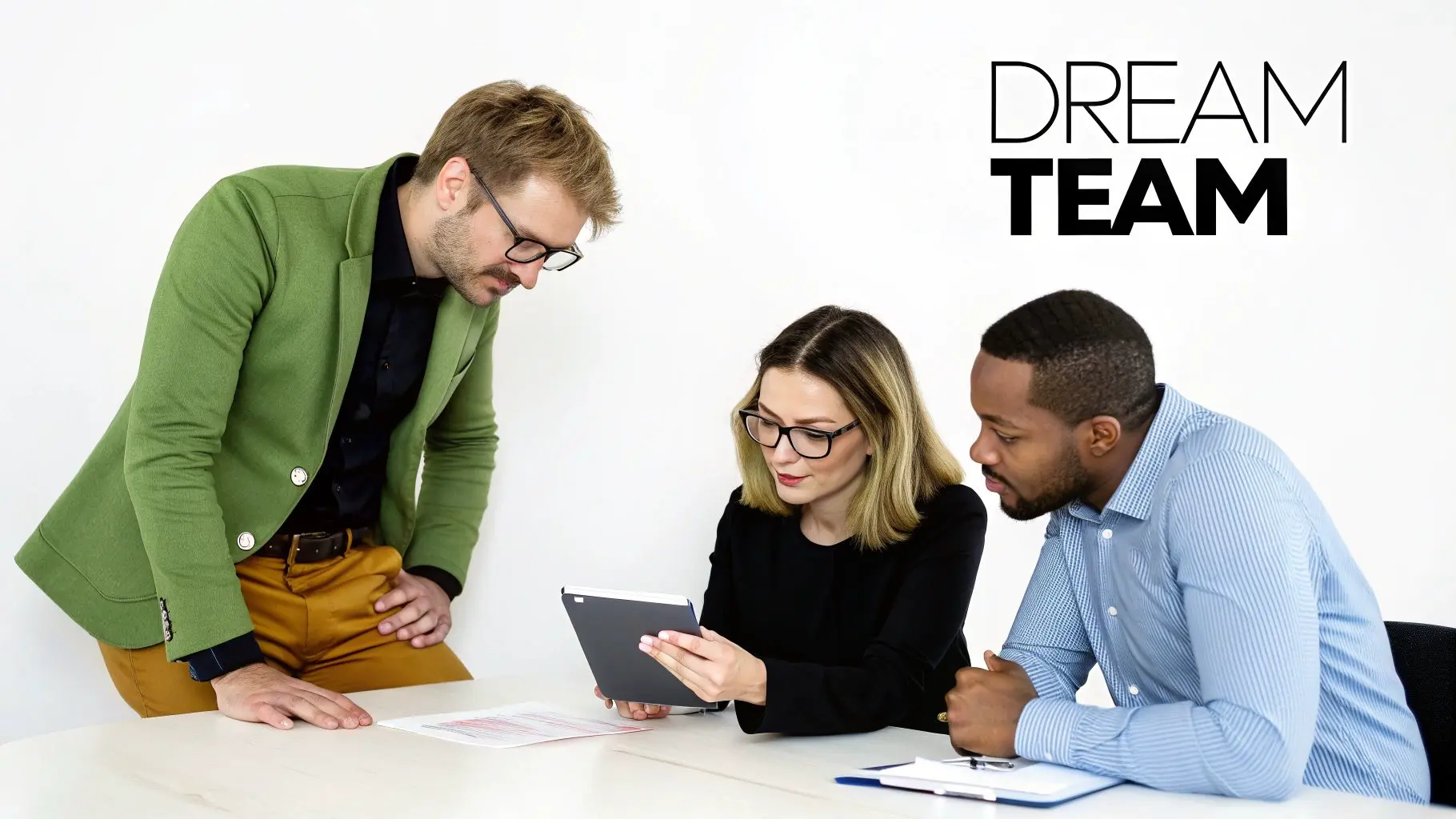 A diverse group of app developers collaborating around a table with laptops and mobile devices.