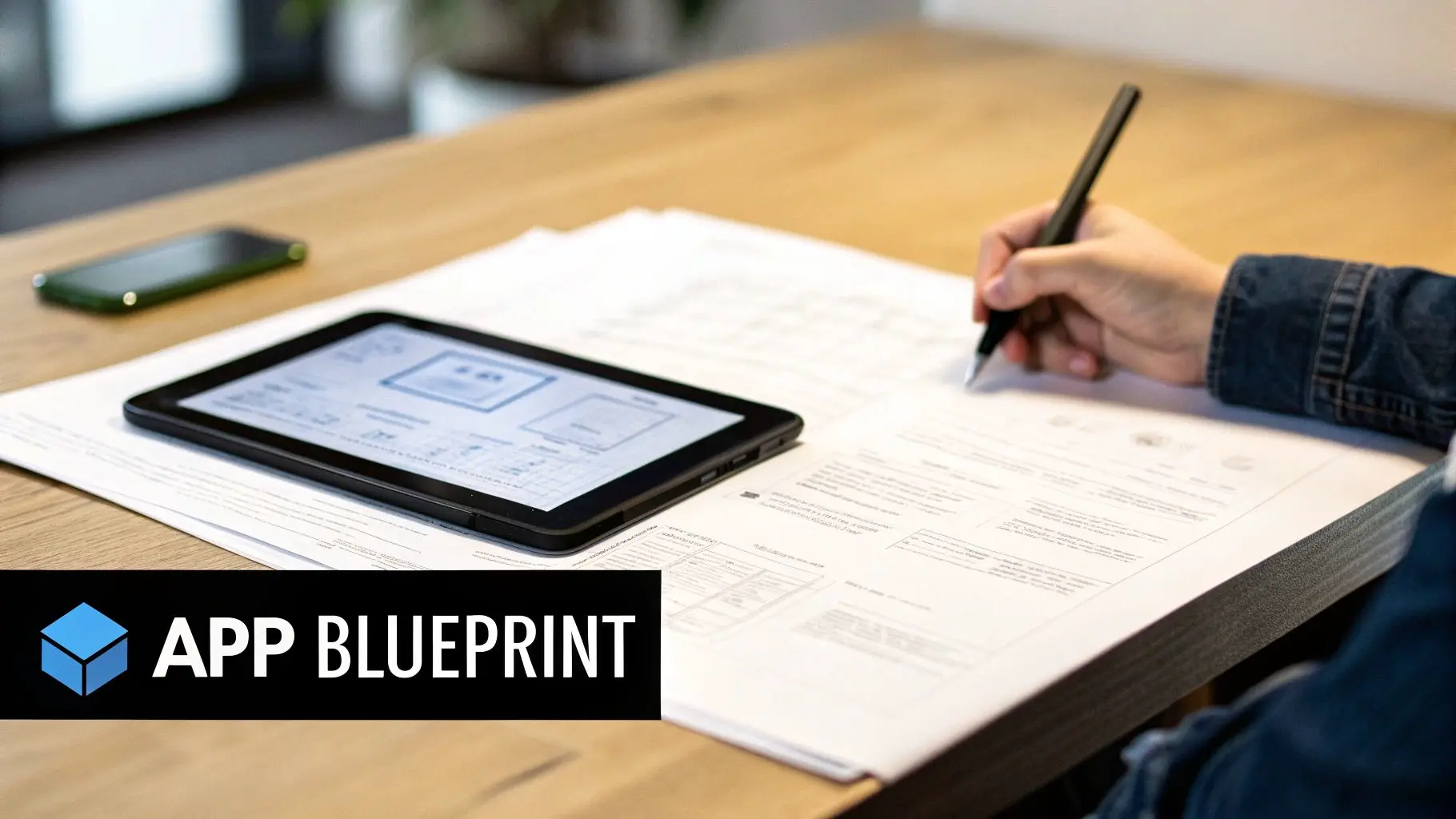 A team collaborating on a mobile app's user interface design.