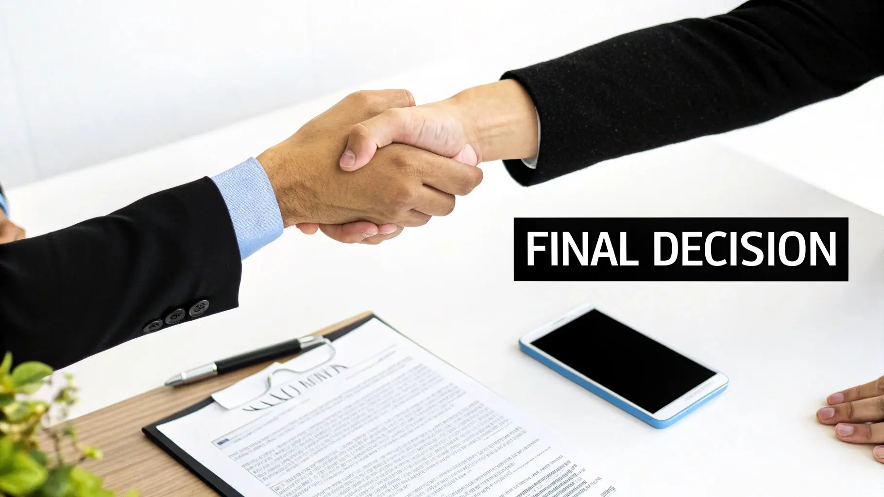 A person signing a contract, symbolising the final decision to partner with a mobile app development agency.