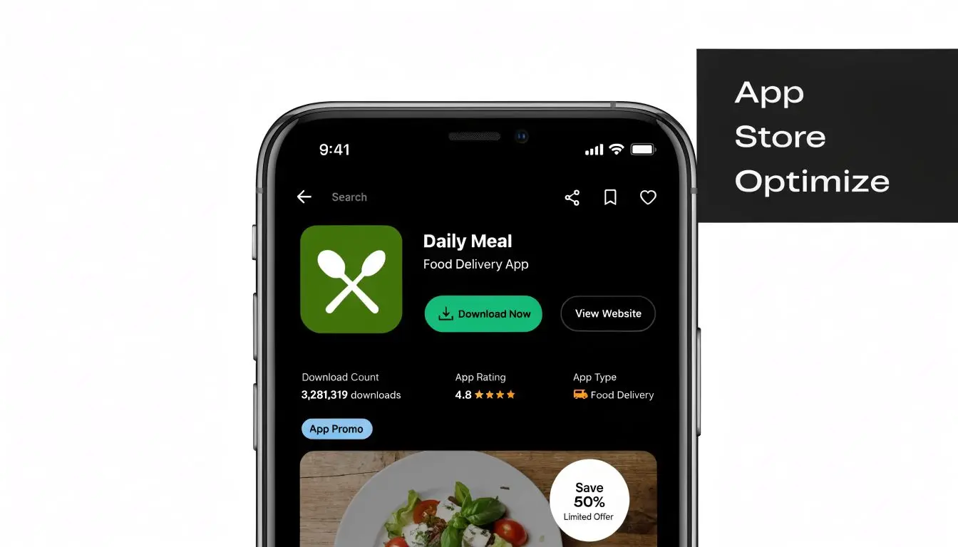 A smartphone screen displaying an app store interface for a food delivery application called Daily Meal.