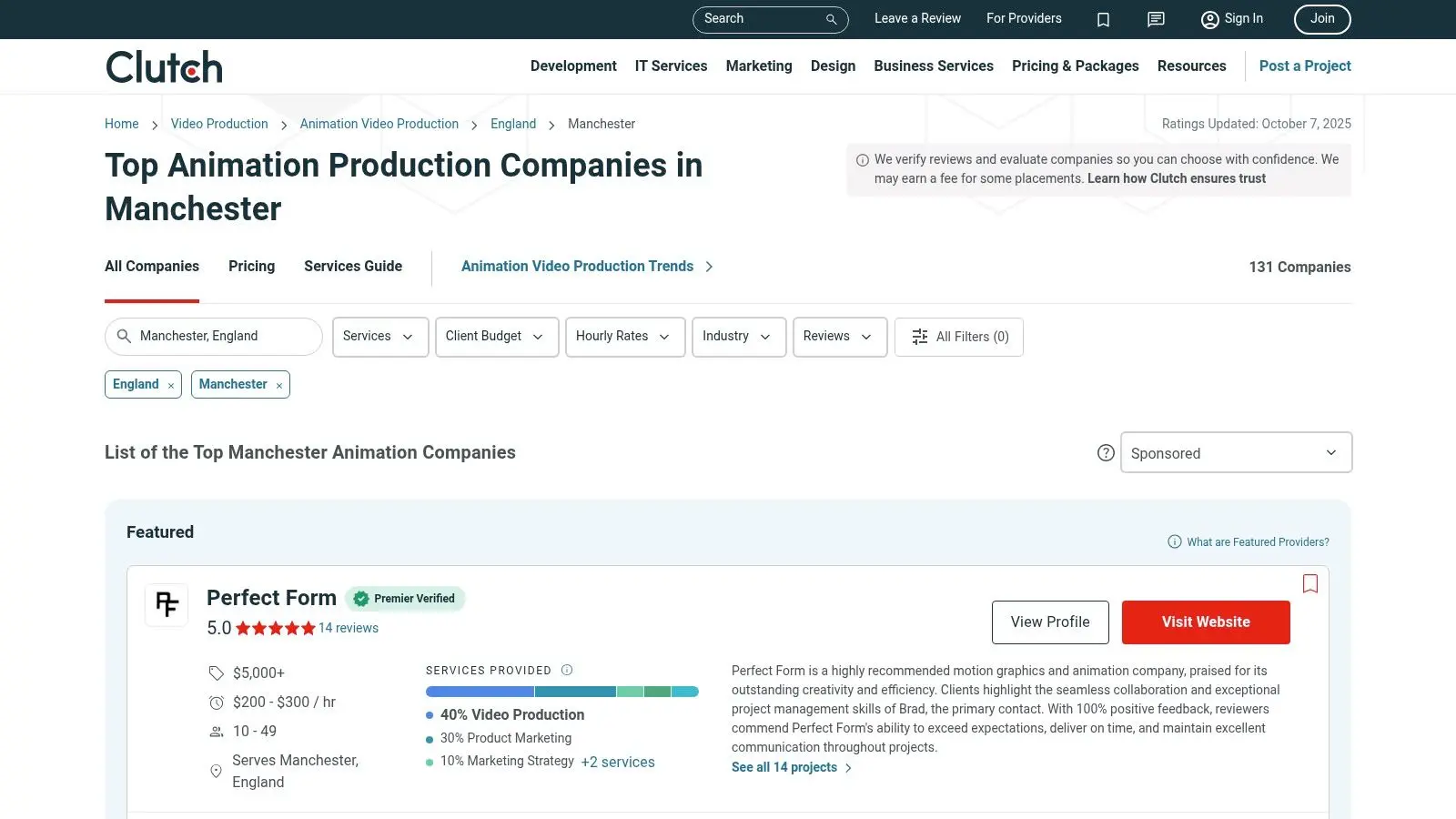 Clutch: Top Animation Companies in Manchester