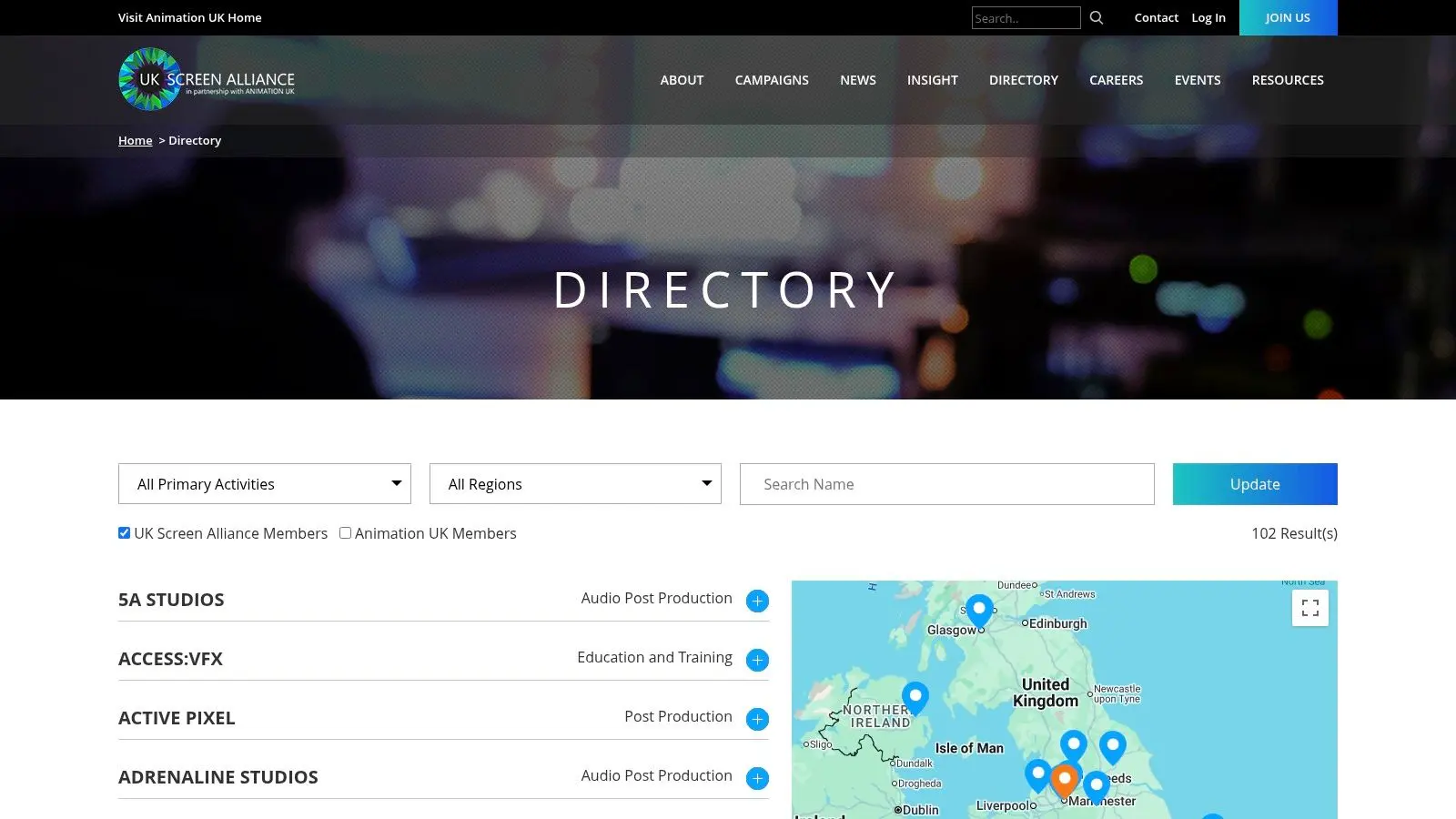 UK Screen Alliance , Company Directory