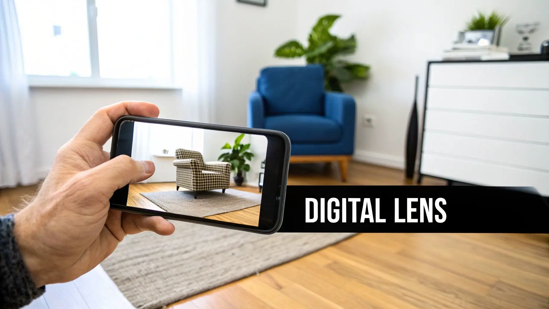 A developer working with augmented reality code on a computer screen, with AR graphics overlaid.