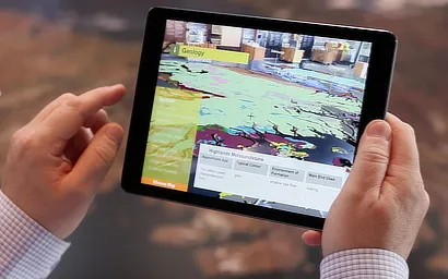 Interactive augmented reality map of Scotland using iPad.